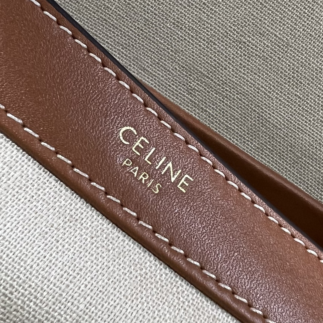 Celine Medium Soft 16 Canvas And Smooth Calfskin Handbag Shoulder Bag Tan 195543